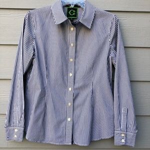 C Wonder Blue Stripe Button Down Blouse